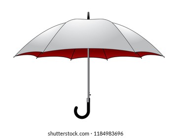 White-Red Rain Umbrella Design on White Background, Vector File.