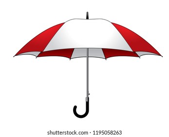 White-Red Rain Umbrella Design on White Background, Vector File.