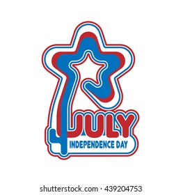 White-red-blue rounded star for Independence Day.