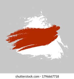 white-red-white flag. Silhouette of the country's territory from the flag. Elections in Belarus. Long live Belarus. Symbol of protest and disagreement. Vector stock illustration. Gray background