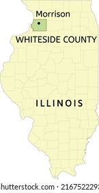 Ubicación del condado de Whiteside y la ciudad de Morrison en el mapa estatal de Illinois