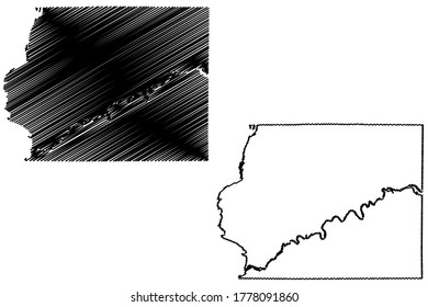 Condado de Whiteside, Illinois (condado de los EE.UU., Estados Unidos de América, EE.UU., EE.UU.), ilustración vectorial del mapa, esbozo de garabato mapa de Whiteside