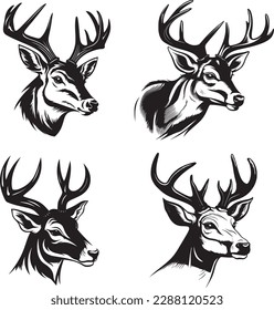 Whitetail Buck cartoon simple logo graphic, a black vector illustration on white background. For apps, logos, websites, symbol, UI, UX, graphics and web design. EPS 10