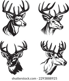 Whitetail Buck cartoon simple logo graphic, a black vector illustration on white background. For apps, logos, websites, symbol, UI, UX, graphics and web design. EPS 10