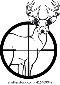 Whitetail Deer Buck In Rifle Scope Sight