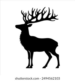 Whitetail deer buck silhouette on white background. Deer buck icon vector sign illustration design.