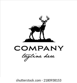 Whitetail deer ranch logo with elegant and luxurious style design