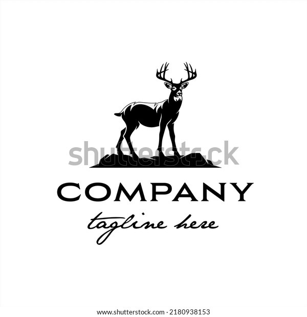Whitetail deer ranch logo with elegant and\
luxurious style\
design