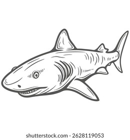 Whitetip Reef Shark Line Art Illustration