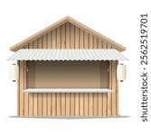 Whitewashed wooden stall shop mock up isolated Asian style graphic illustration have blank space for place the products presentation on countertop. Small business and street food concept.