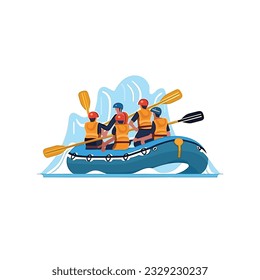 white-water rafting vector flat minimalistic isolated