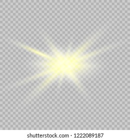 White-Yellow glowing lights effects isolated on transparent background.Glow light effect. Vector illustration.