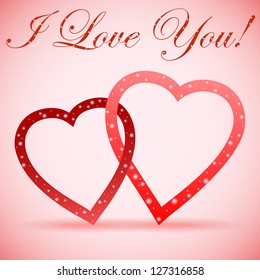 Whith Love for You, two hearts, with shadow, vector