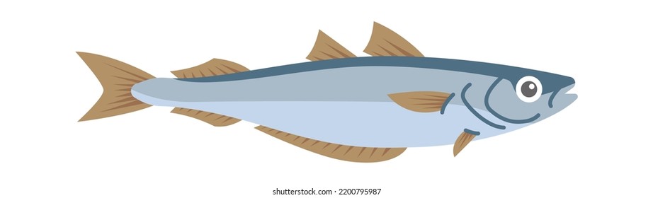 Pescado marino de merlán. Ilustración del vector