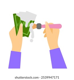 Dinero de merlán. Lavado de dinero. Ilustración plana de color simple de Vector.