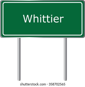 Whittier, Alaska, road sign green vector illustration, road table, USA city