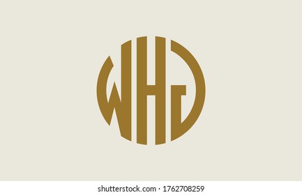 Plantilla de logotipo de marca vectorial de la letra monográfica WHJ Emblem Resumen