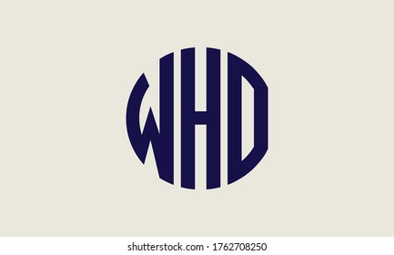 WHO Circle Emblem Abstract Monogram Letter Mark Vector Logo Template