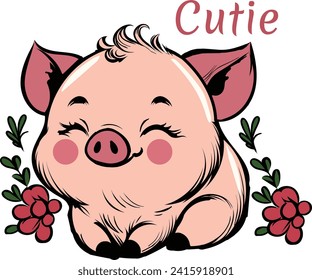 ¡¡¡A quién no le gusta un cerdo guapo!! Este es un diseño preparado para imprimir de un cerdo Kawaii.  Puedes usarlo como quieras.