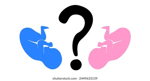 Who have a boy or a girl.  Heart question mark isolated on White background. Vector illustration