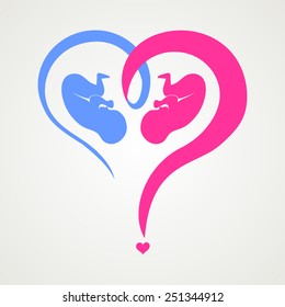 Who have a boy or a girl.  Heart question mark isolated on White background. Vector illustration