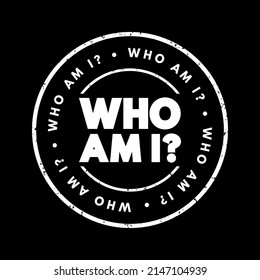 Who Am I Question text stamp, concept background
