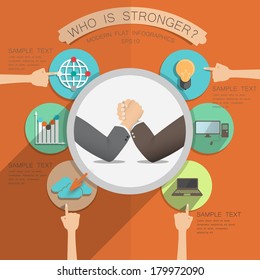 who is stronger? two opposing forces, vector illustration business infographics