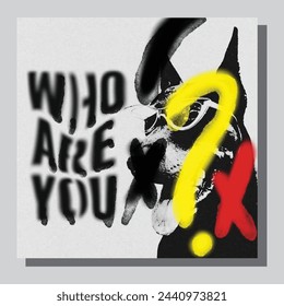who are you text grunge, graffiti artwork style. Printable design for t-shirts, mugs, cases, etc.
