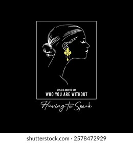 Who you are without having to separate. Written in white and above the phrase there is a woman's face turned to the side with her hair tied in a bun and golden earrings and a white silhouette.