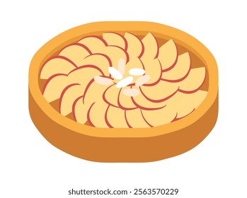 Whole apple pie pastry vector illustration