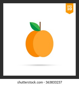 Whole apricot with green leaf