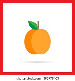 Whole apricot with green leaf