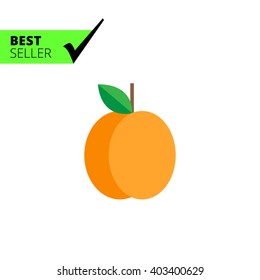 Whole apricot with green leaf