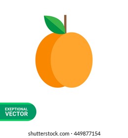 Whole apricot with green leaf