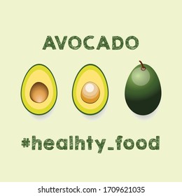 Whole avocado and avocado cutaway