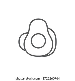 Whole avocado fruit and halves vector icon symbol fruits isolated on white background
