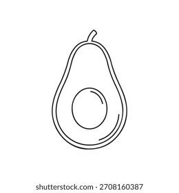 Whole avocado outline vector flat illustration design