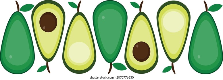 whole avocado and avocado split, for logo posters, banners, standing banners, and others