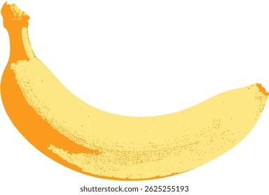 A whole banana – a standalone illustration with hand shading and a retro flair, emphasizing the characteristic curve and ripeness of the fruit.
