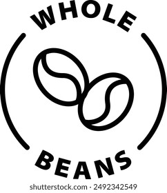 whole beans black outline icon round rounded circle badge stamp label isolated on transparent background