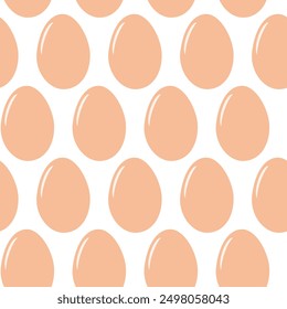 Whole beige eggs in shell in trendy soft shade Seamless pattern isolated on white. Abstract backdrop