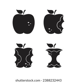 Whole And Bite Apple Icon Set Vector Design.