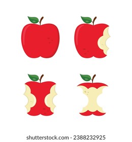 Whole And Bite Apple Icon Set Vector Design.