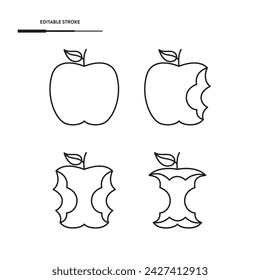 Conjunto De Iconos De Apple Entero Y Mordido Diseño Vectorial.