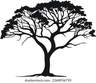 todo el árbol negro aislado vector de fondo blanco. Ilustración del vector