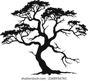 whole black tree isolated white background vector. Vector illustration