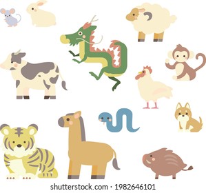 whole body of 12 animals illustrations set 2