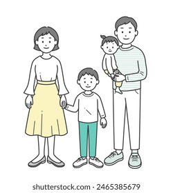 Ilustración de cuerpo entero de la familia reunida