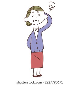 The whole body of a middle-aged and elderly woman who is in trouble