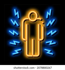 Whole Body Pain Neon Light Sign Vector. Glowing Bright Icon Whole Body Pain Sign. Transparent Symbol Illustration